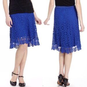 Anthropologie Ella Moss Doily Lace hi-low cobalt blue skirt Anthropologie, S